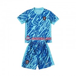 Blå Matchtröjor Portugal Målvaktströja Euro 2024 Kortärmad till Barn (3:e ställ)