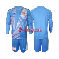 Blå Matchtröjor Costa Rica Målvaktströja 2024 Långärmad till Barn (1:a ställ)