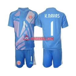 Blå Matchtröjor Costa Rica Målvaktströja Keylor Navas 1 2024 Kortärmad till Barn (1:a ställ)