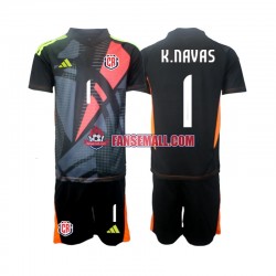 Svart Matchtröjor Costa Rica Målvaktströja Keylor Navas 1 2024 Kortärmad till Barn (3:e ställ)