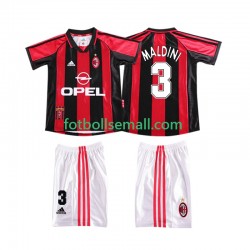 Matchtröjor AC Milan MALDINI 3 Retro 1998 1999 Kortärmad till Barn (1:a ställ)