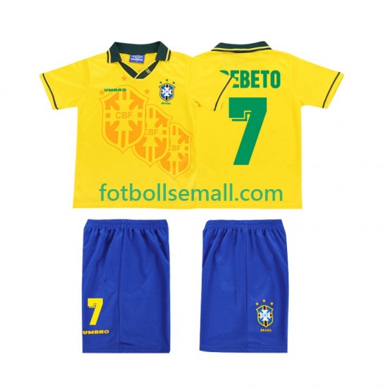 Matchtröjor Brasilien BEBETO 7 Retro 1994 Kortärmad till Barn (1:a ställ)