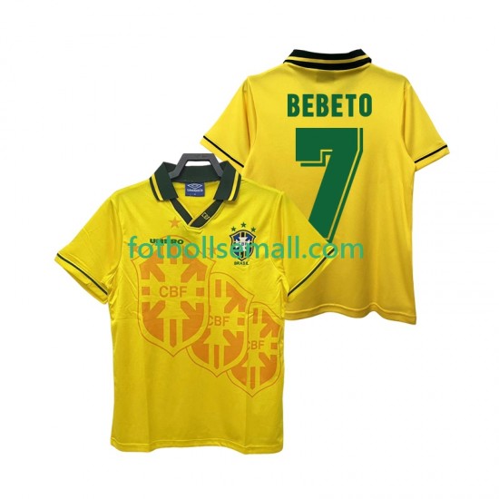 Matchtröjor Brasilien BEBETO 7 Retro 1994 Kortärmad till Herr (1:a ställ)