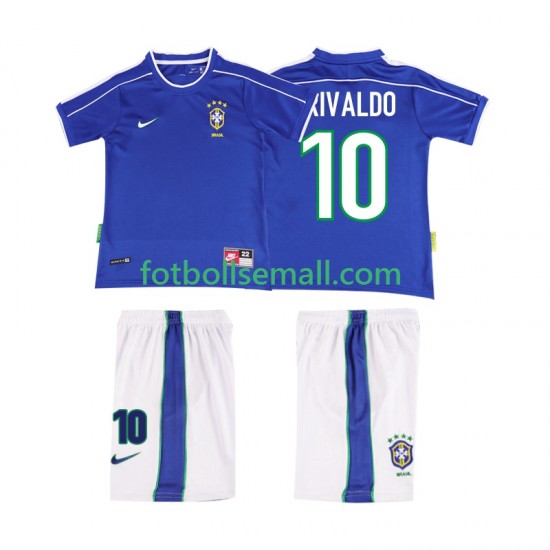Matchtröjor Brasilien RIVALDO 10 Retro 1998 Kortärmad till Barn (2:a ställ)