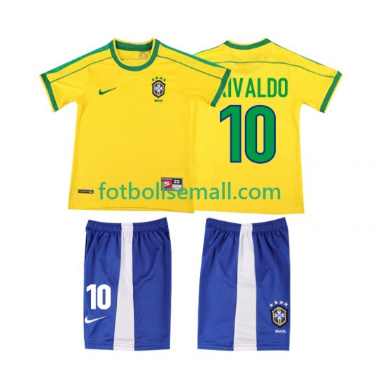 Matchtröjor Brasilien RIVALDO 10 Retro 1998 Kortärmad till Barn (1:a ställ)