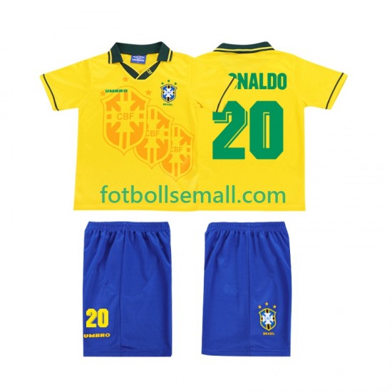 Matchtröjor Brasilien RONALDO 20 Retro 1994 Kortärmad till Barn (1:a ställ)