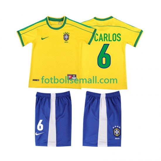 Matchtröjor Brasilien Roberto Carlos 6 Retro 1998 Kortärmad till Barn (1:a ställ)
