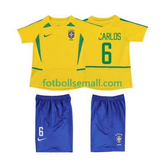 Matchtröjor Brasilien Roberto Carlos 6 Retro 2002 Kortärmad till Barn (1:a ställ)