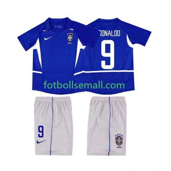 Matchtröjor Brasilien Ronaldo 9 Retro 2002 Kortärmad till Barn (2:a ställ)