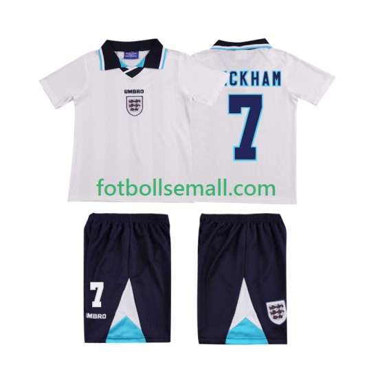 Matchtröjor England Beckham 7 Retro 1996 Kortärmad till Barn (1:a ställ)
