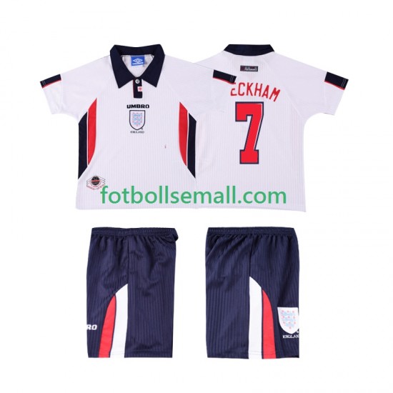 Matchtröjor England Beckham 7 Retro 1998 Kortärmad till Barn (1:a ställ)