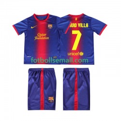 Matchtröjor FC Barcelona DAUID VILLA 7 Retro 2012 2013 Kortärmad till Barn (1:a ställ)
