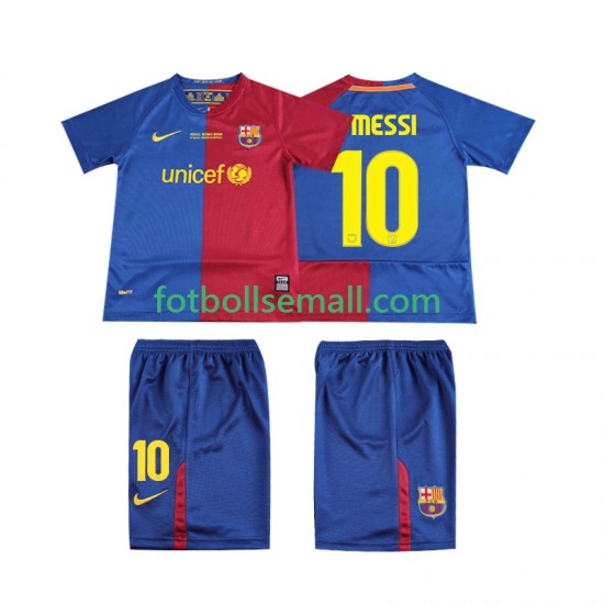 Matchtröjor FC Barcelona Lionel Messi 10 Retro Champions League 2008 2009 Kortärmad till Barn (1:a ställ)