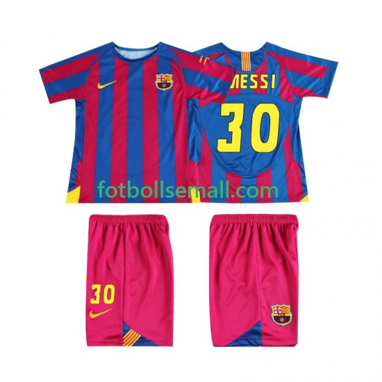 Matchtröjor FC Barcelona Lionel Messi 30 Retro Champions League 2005 2006 Kortärmad till Barn (1:a ställ)
