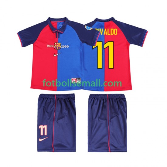 Matchtröjor FC Barcelona RIVALDO 11 Retro 1999 2000 Kortärmad till Barn (1:a ställ)