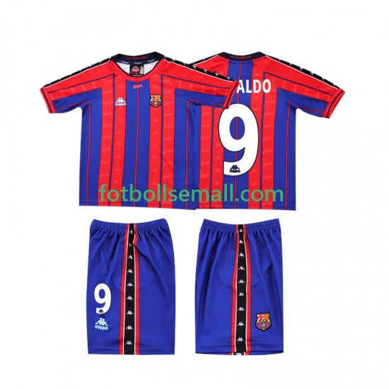 Matchtröjor FC Barcelona Ronaldo 9 Retro 1997 1998 Kortärmad till Barn (1:a ställ)