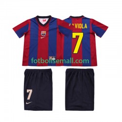 Matchtröjor FC Barcelona SAVIOLA 7 Retro 1998 1999 Kortärmad till Barn (1:a ställ)