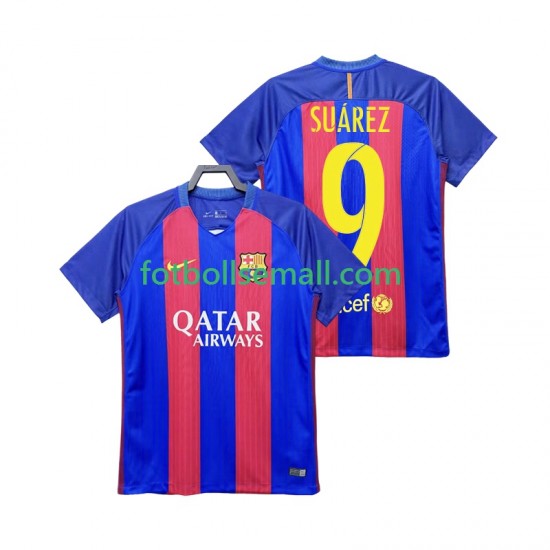 Matchtröjor FC Barcelona SUAREZ 9 Retro 2016 2017 Kortärmad till Herr (1:a ställ)