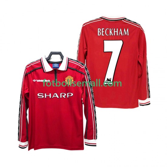 Matchtröjor Manchester United BECKHAM 7 Retro 1998 1999 Långärmad till Herr (1:a ställ)