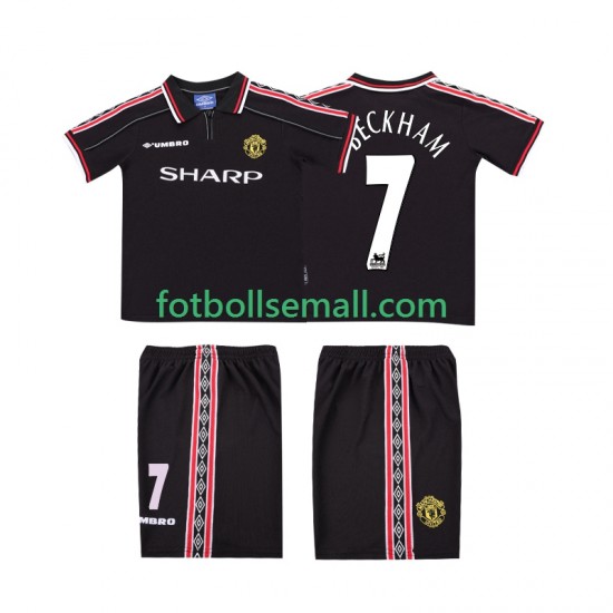 Matchtröjor Manchester United Beckham 7 Retro 1998 1999 Kortärmad till Barn (2:a ställ)