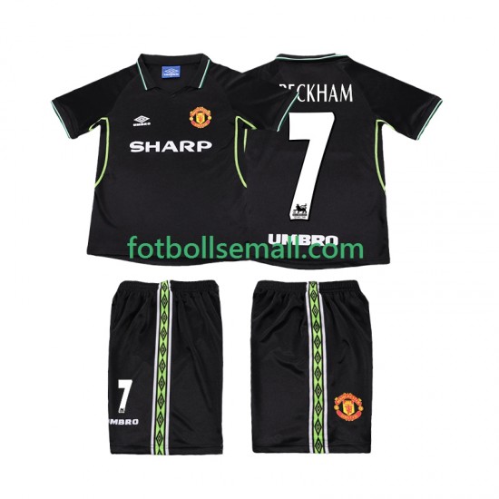 Matchtröjor Manchester United Beckham 7 Retro 1998 1999 Kortärmad till Barn (3:e ställ)