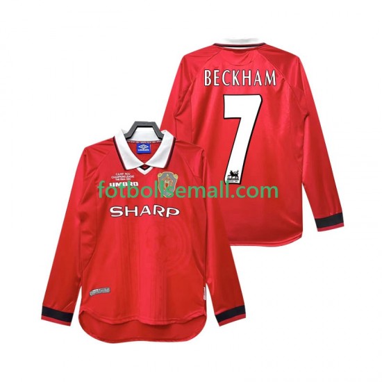 Matchtröjor Manchester United Beckham 7 Retro 1999 2000 Långärmad till Herr (1:a ställ)