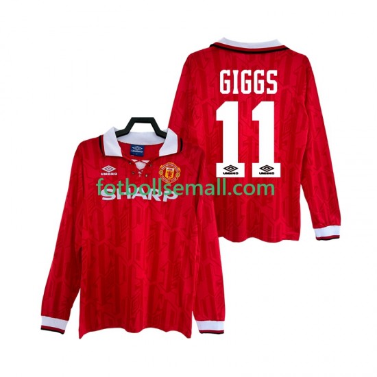 Matchtröjor Manchester United GIGGS 11 Retro 1992 1994 Långärmad till Herr (1:a ställ)