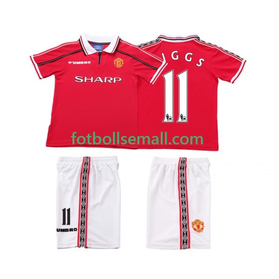 Matchtröjor Manchester United Giggs 11 Retro 1998 1999 Kortärmad till Barn (1:a ställ)