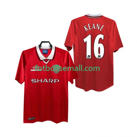 Matchtröjor Manchester United Keane 16 Retro 1999 2000 Kortärmad till Herr (1:a ställ)