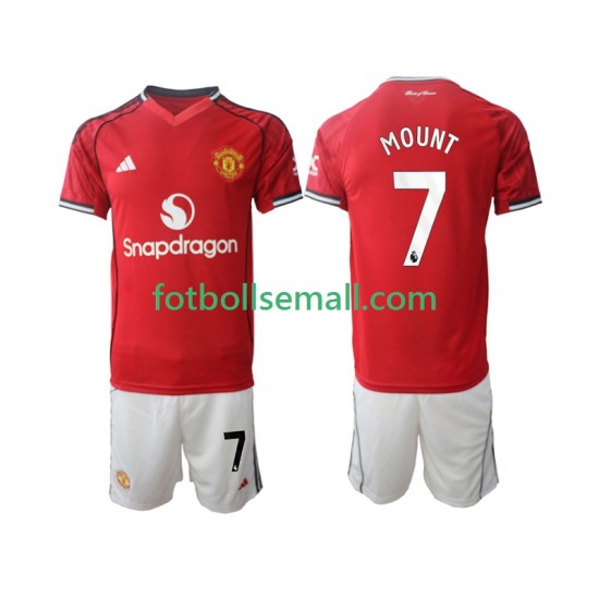 Matchtröjor Manchester United Mason Mount 7 2025-2026 Kortärmad till Barn (1:a ställ)