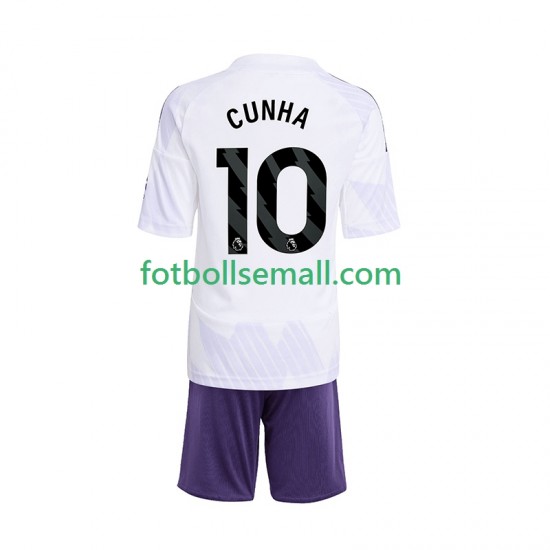 Matchtröjor Manchester United Matheus Cunha 10 2025-2026 Kortärmad till Barn (2:a ställ)