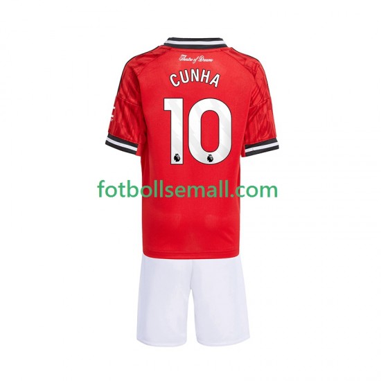 Matchtröjor Manchester United Matheus Cunha 10 2025-2026 Kortärmad till Barn (1:a ställ)