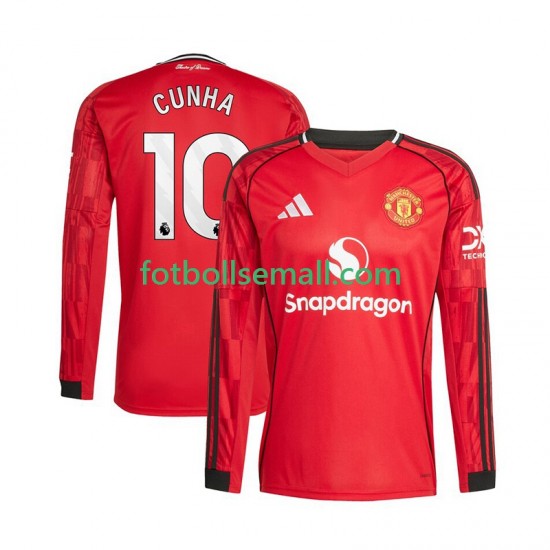 Matchtröjor Manchester United Matheus Cunha 10 2025-2026 Långärmad till Herr (1:a ställ)