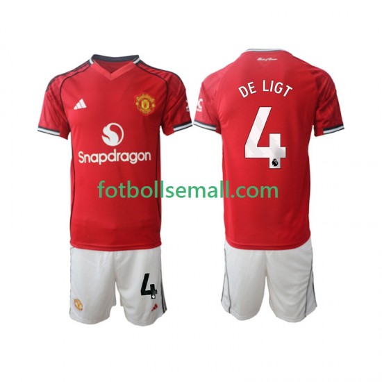 Matchtröjor Manchester United Matthijs de Ligt 4 2025-2026 Kortärmad till Barn (1:a ställ)