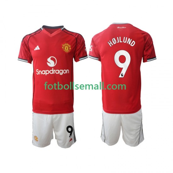 Matchtröjor Manchester United Rasmus Hojlund 9 2025-2026 Kortärmad till Barn (1:a ställ)