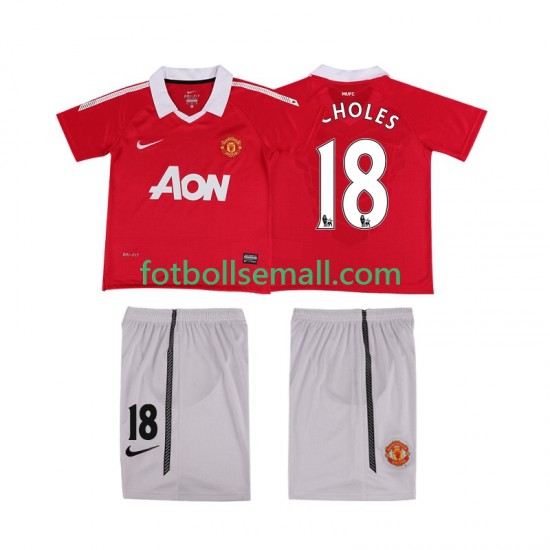 Matchtröjor Manchester United SCHOLES 18 Retro 2010 2011 Kortärmad till Barn (1:a ställ)
