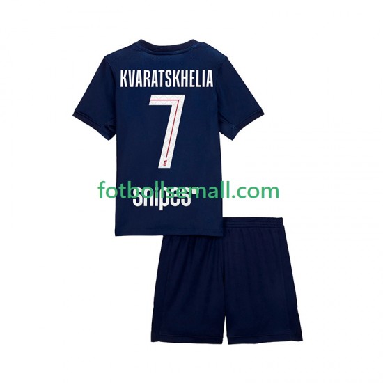 Matchtröjor Paris Saint-Germain Khvicha Kvaratskhelia 7 2025-2026 Kortärmad till Barn (1:a ställ)