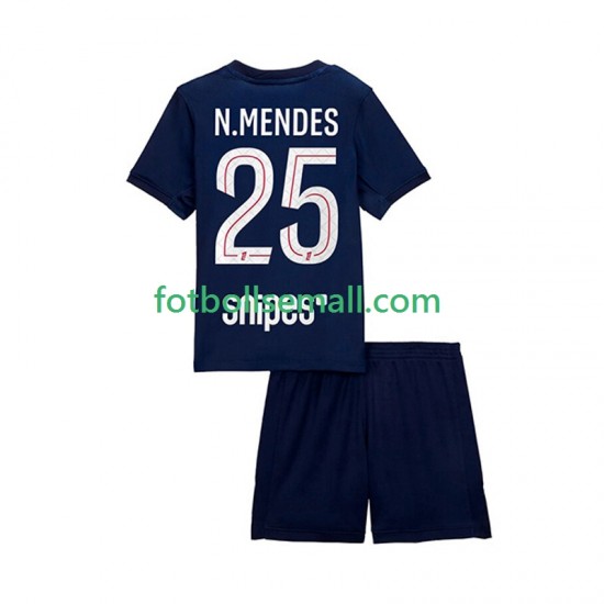 Matchtröjor Paris Saint-Germain Nuno Mendes 25 2025-2026 Kortärmad till Barn (1:a ställ)
