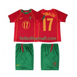 Matchtröjor Portugal Cristiano Ronaldo 17 Retro 2004 Kortärmad till Barn (1:a ställ)