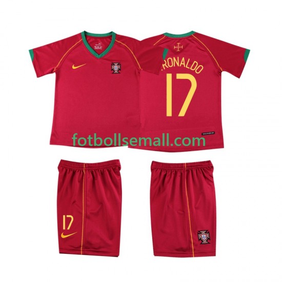 Matchtröjor Portugal Cristiano Ronaldo 17 Retro 2006 Kortärmad till Barn (1:a ställ)