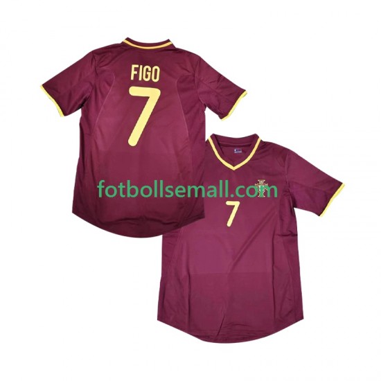 Matchtröjor Portugal Figo 7 Retro 2000 Kortärmad till Herr (1:a ställ)