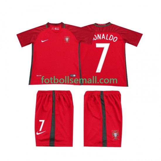Matchtröjor Portugal RONALDO 7 Retro 2016 Kortärmad till Barn (1:a ställ)