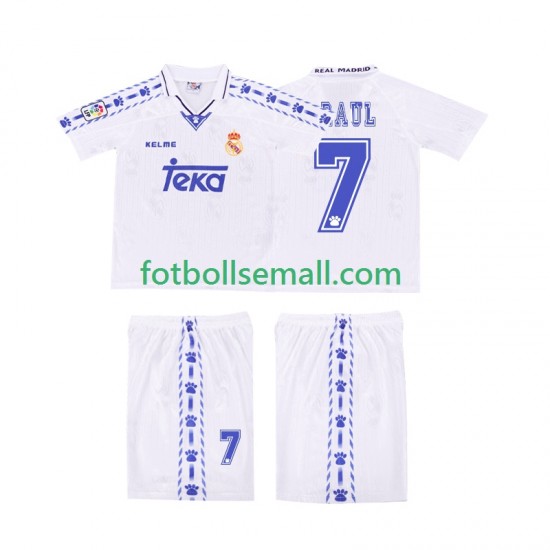 Matchtröjor Real Madrid RAUL 7 Retro 1996 1997 Kortärmad till Barn (1:a ställ)