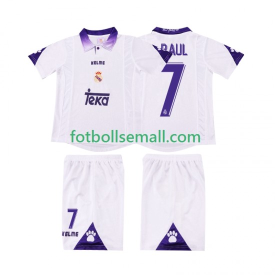 Matchtröjor Real Madrid RAUL 7 Retro 1997 1998 Kortärmad till Barn (1:a ställ)