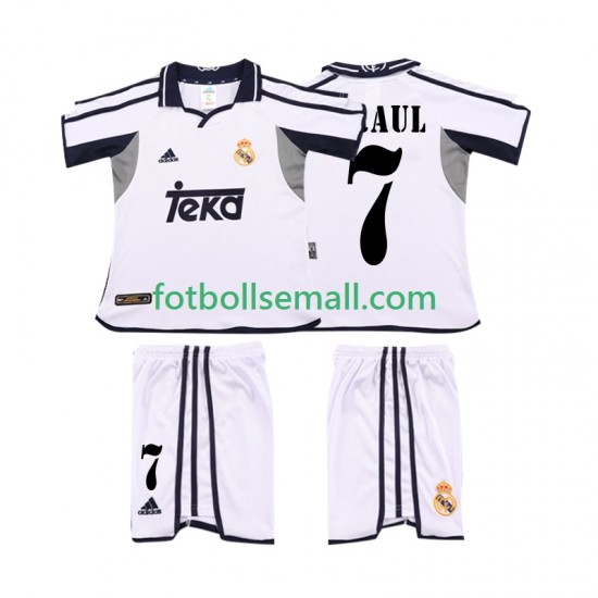Matchtröjor Real Madrid RAUL 7 Retro 2001 2002 Kortärmad till Barn (1:a ställ)