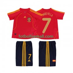 Matchtröjor Spanien DAVID VILLA 7 Retro 2008 Kortärmad till Barn (1:a ställ)
