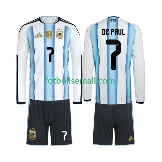 Matchtröjor Argentina Rodrigo De Paul 7 World Cup 2026 Långärmad till Barn (1:a ställ)