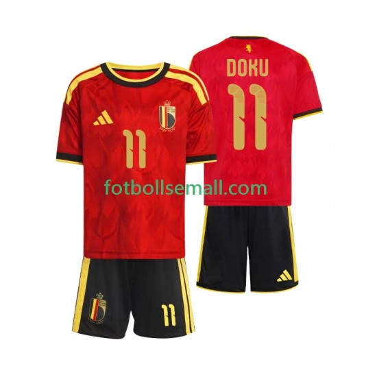 Matchtröjor Belgien Jeremy Doku 11 World Cup 2026 Kortärmad till Barn (1:a ställ)