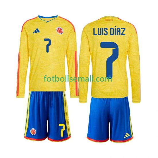 Matchtröjor Colombia Luis Diaz 7 World Cup 2026 Långärmad till Barn (1:a ställ)