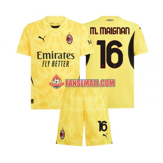 Matchtröjor AC Milan Målvaktströja Mike Maignan 16 2024-2025 Kortärmad till Barn (2:a ställ)